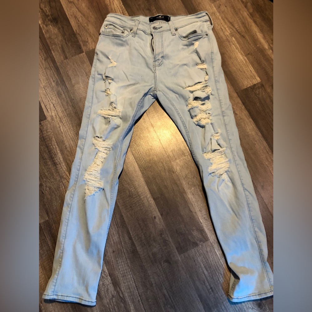 Light wash, ripped mens hollister skinny jeans